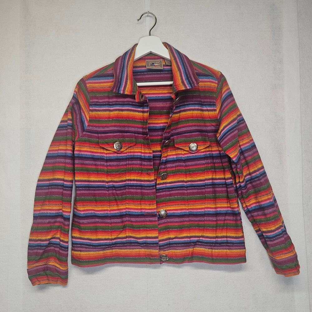 Vintage Don't Mess With Texas Colorful Striped Jacket Women's Large  Western